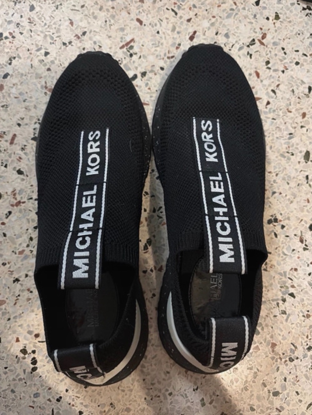 MICHAEL KORS women’s Black Slip-On Knit Sneakers